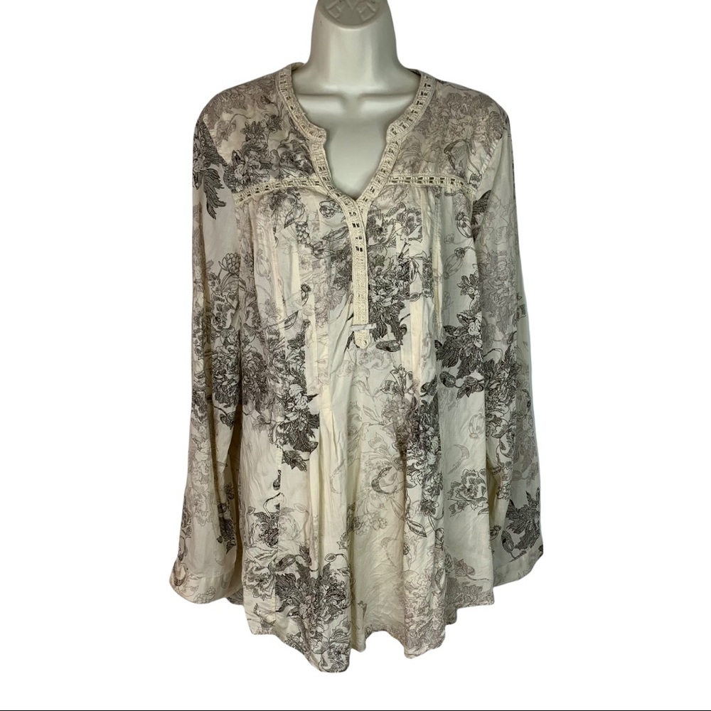 Vintage America Women’s Rayon Long Sleeved Peasant Bohemian Blouse